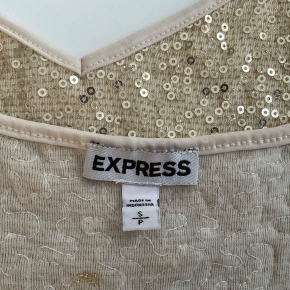 Express Camisole Tank Top Sz S Gold Sequined Disco Funky Groovy Sparkle Showgirl - Picture 3 of 7